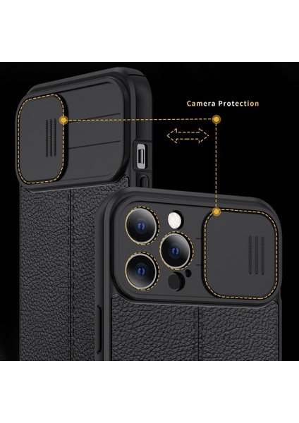 Iphone 13 Pro Max Telefon Kılıfı 6.7 Inç Slayt Kamera Kapağı Litchi Dokusu Fingerprint Önleyici Pc+Tpu Anti-Fall Phone Vaka Yeşili (Yurt Dışından)
