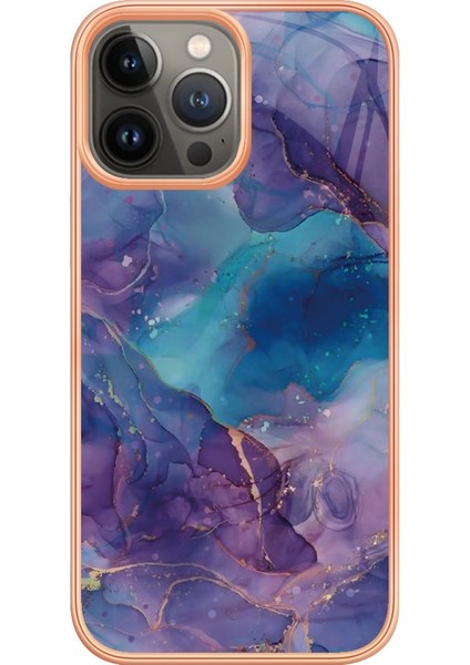 Iphone 13 Pro Telefon Kılıfı 6.1 Inç Mermer Desen Elektraptaşlama Çerçevesi Imd 2.0mm Tpu Kırpma Geçirmez Koruyucu Kapak-Mor (Yurt Dışından)