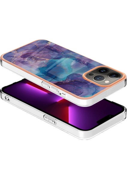 Iphone 13 Pro Telefon Kılıfı 6.1 Inç Mermer Desen Elektraptaşlama Çerçevesi Imd 2.0mm Tpu Kırpma Geçirmez Koruyucu Kapak-Mor (Yurt Dışından) modelleri