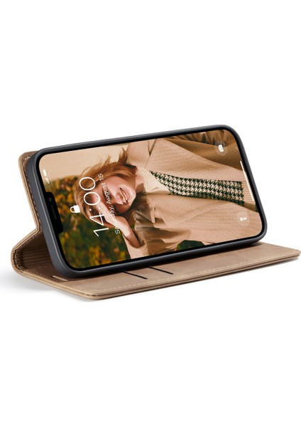 Şok Geçirmez Pu Deri Cüzdan Kabuğu, iPhone 13 Pro 6.1 Inç-Kahverengi Standı ile (Yurt Dışından) fırsatları