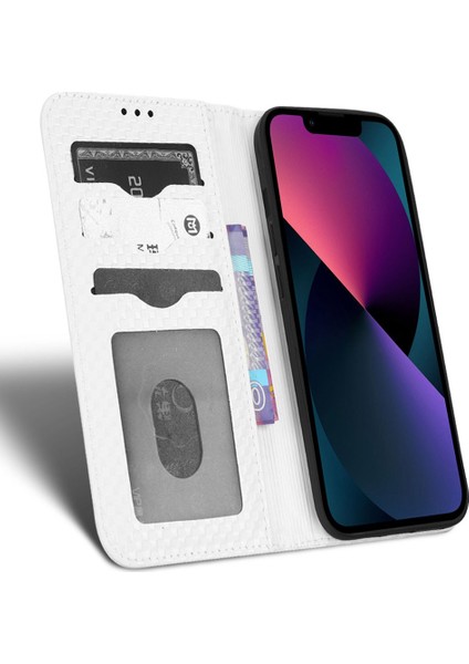 Iphone 13 Mini Telefon Kılıfı Için 5.4 Inç Izgara Doku Manyetik Otomatik Ahmed Telefon Kapağı Tam Koruma Pu Deri Cüzdan-Beyaz (Yurt Dışından) modelleri