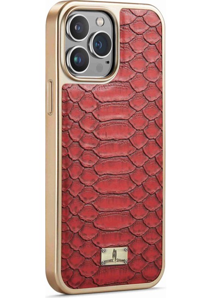 Iphone 13 Pro Max Telefon Kılıfı 6.7 Inç Slip Grip Snake Doku Pu Deri Kaplamalı Pc Arka Kabuk Elektrapan Kenar Cep Telefonu Kapak-Kırmızı (Yurt Dışından) fiyatları