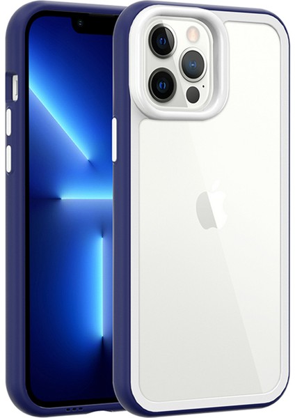 Iphone 13 Pro Max Telefon Kılıfı Için Şok Geçirmez Temiz Telefon Kılıfı Akrilik Geri+Renkli Çift Çıkarılabilir 2-1 Arada Kapak Mavisi (Yurt Dışından)