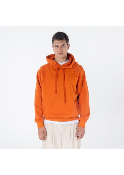 Friday Offset Pina Erkek Turuncu Kapüşonlu Oversize Sweatshirt Hoodie