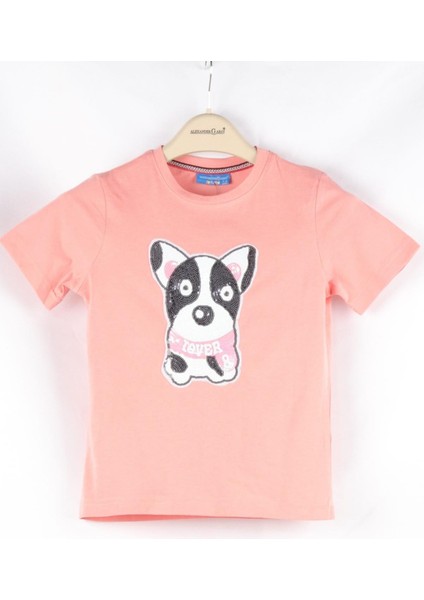 Pul Payet Köpek Desenli Çocuk T-Shirt (C22-90600)