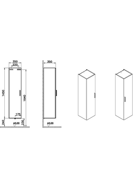 Banyo Mobilyası Seti, Antrasit, 80 cm, Ayaklı, Çekmecelicontent_copy