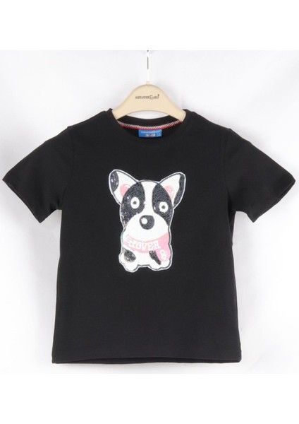 Pul Payet Köpek Desenli Çocuk T-Shirt (C22-90600)