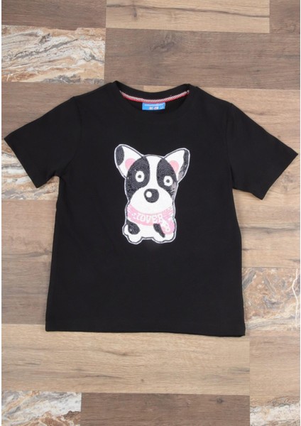 Pul Payet Köpek Desenli Çocuk T-Shirt (C22-90600)