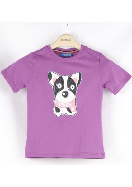 Pul Payet Köpek Desenli Çocuk T-Shirt (C22-90600)