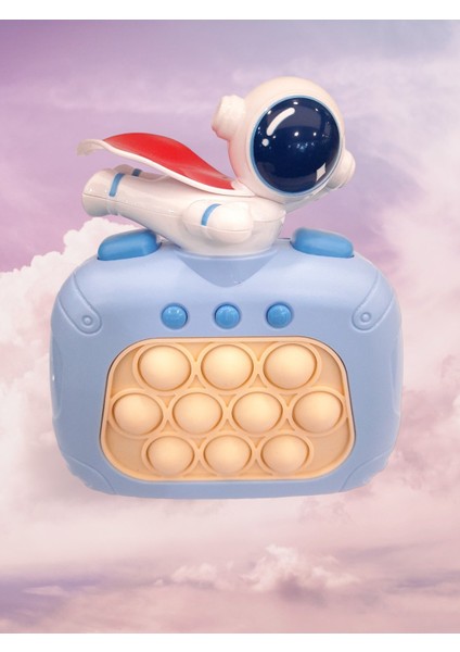 Popit Toys Elektronik Popit, Quick Push Konsol Uçan Astronot Model Mavi