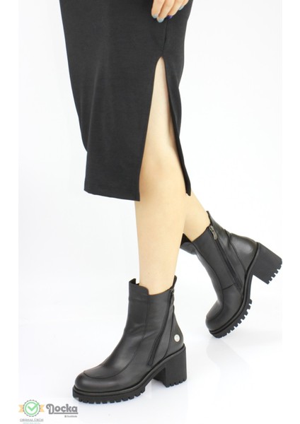 Mammimia Kadın Hakiki Deri Kalın Platform Topuklu Ortopedik Çift Fermuarlı Klasik Bot M24/KB1785Y modelleri