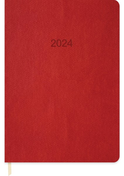 2024 16 x 24 cm cm Günlük Termo Deri Ajanda Kırmızı