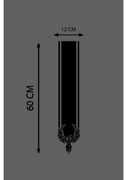 Oto Kaput Şerit Sticker Kartal Tasarımlı Siyah 12*60 cm