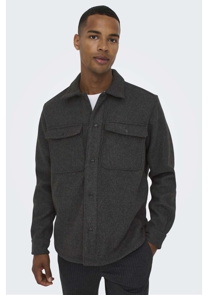 Erkek Onsash Regular Fit Çift Cep Gömlek 22023564 Siyah