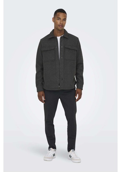 Erkek Onsash Regular Fit Çift Cep Gömlek 22023564 Siyah