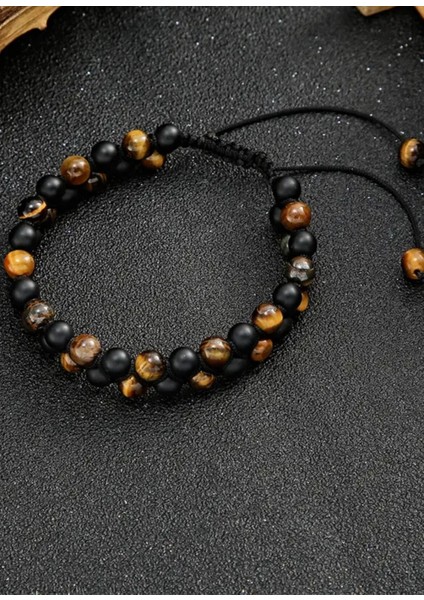 Kaplan Gözü Doğal Taş 6 mm Örme Bileklik fiyatları