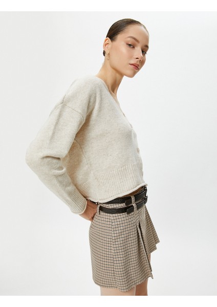 Düğmeli V Yaka Hırka Yumuşak Dokulu Uzun Kollu fiyatları