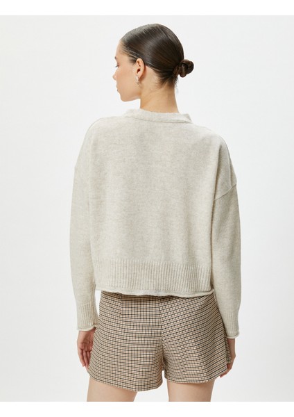 Düğmeli V Yaka Hırka Yumuşak Dokulu Uzun Kollu fırsatları