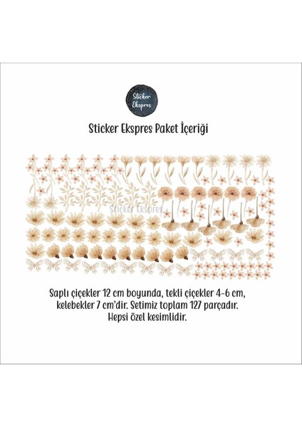 Pastel Boho Çiçekler Duvar Sticker Seti