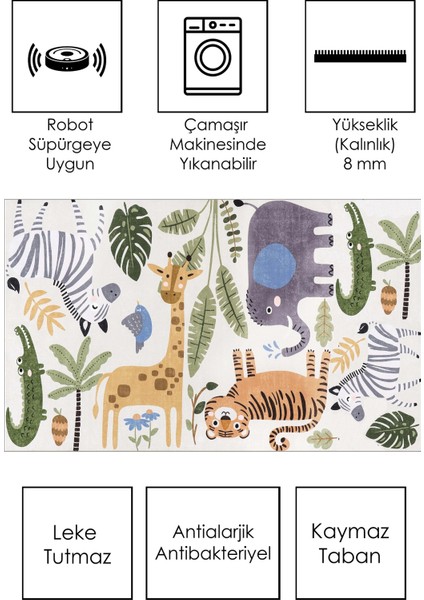 Makinede Yıkanabilir Kaymaz Taban Dijital Baskı Hayvan Desenli Oyun Halısı Çocuk Odası Halısı fiyatları