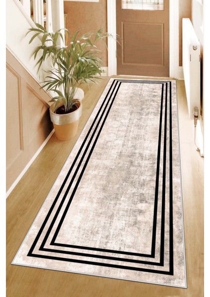 Makinede Yıkanabilir Kaymaz Leke Tutmaz Modern Bej Kesme Yolluk Mutfak Yolluk Halı Yolluk