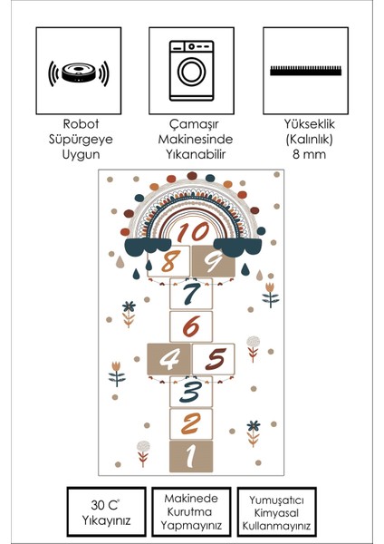 Makinede Yıkanabilir Kaymaz Taban Dijital Baskı Seksek Desenli Oyun Halısı Çocuk Odası Halısı fiyatları
