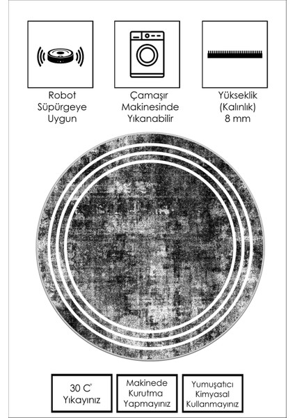 Dijital Baskı Yıkanabili Kaymaz Siyah Yuvarlak Salon Halısı Mutfak Halısı Koridor Halısı ve Paspas fiyatları