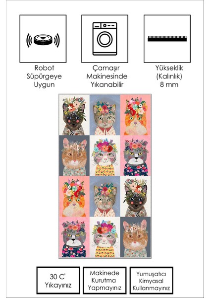 Dijital Baskı Yıkanabilir Kaymaz Leke Tutmaz Renkli Mutfak Halısı Yolluk ve Paspas fiyatları