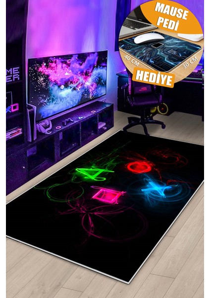 Makinede Yıkanabilir Kaymaz Taban Dijital Baskı Gamer Oyun Halısı Çocuk Odası Halısı
