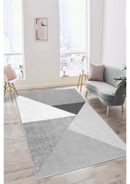 Dijital Baskı Yıkanabilir Kaymaz Gri Salon Halısı Mutfak Halısı Yolluk ve Paspas