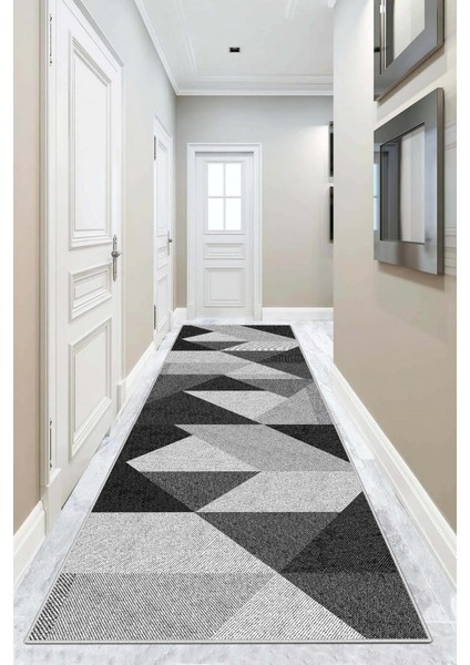 Makinede Yıkanabilir Kaymaz Leke Tutmaz Modern Siyah Kesme Yolluk Mutfak Yolluk Halı Yolluk