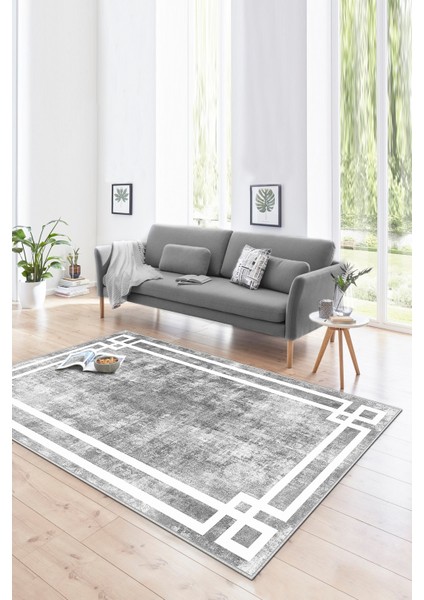 Dijital Baskı Yıkanabilir Kaymaz Gri Salon Halısı Mutfak Halısı Yolluk ve Paspas