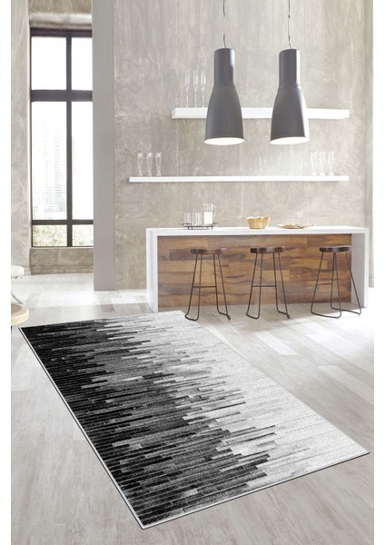 Dijital Baskı Yıkanabilir Kaymaz Gri Salon Halısı Mutfak Halısı Yolluk ve Paspas