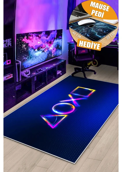 Lavita Home Makinede Yıkanabilir  Kaymaz Taban Dijital Baskı Gamer Oyun Halısı  Çocuk Odası Halısı