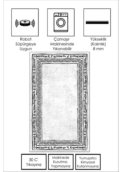 Dijital Baskı Yıkanabilir Kaymaz Beyaz Salon Halısı Mutfak Halısı Yolluk ve Paspas