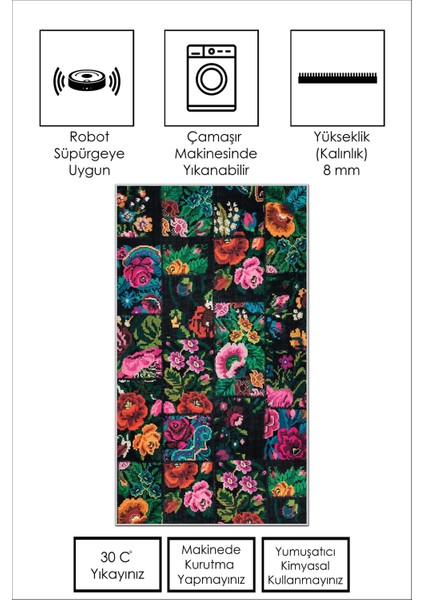 Dijital Baskı Yıkanabilir Kaymaz Renkli Salon Halısı Mutfak Halısı Yolluk ve Paspas fiyatları