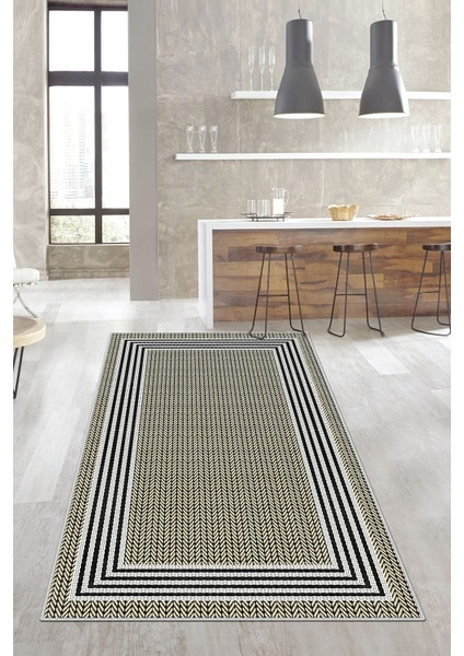 Dijital Baskı Yıkanabilir Kaymaz Bej Salon Halısı Mutfak Halısı Yolluk ve Paspas