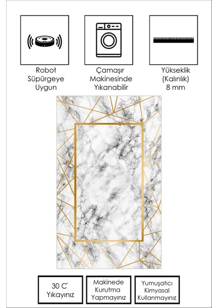 Dijital Baskı Yıkanabilir Kaymaz Gold Salon Halısı Mutfak Halısı Yolluk ve Paspas