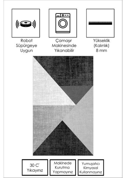 Dijital Baskı Yıkanabilir Kaymaz Siyah Salon Halısı Mutfak Halısı Yolluk ve Paspas fiyatları