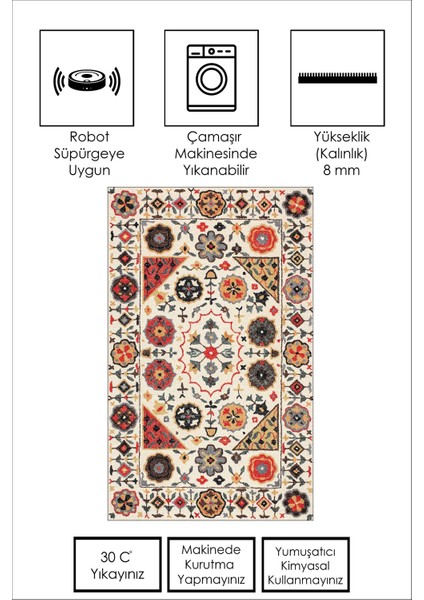 Dijital Baskı Yıkanabilir Kaymaz Renkli Salon Halısı Mutfak Halısı Yolluk ve Paspas