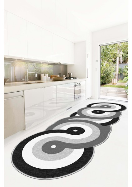 Dijital Baskı Yıkanabilir Kaymaz Gri Salon Halısı Mutfak Halısı Yolluk ve Paspas