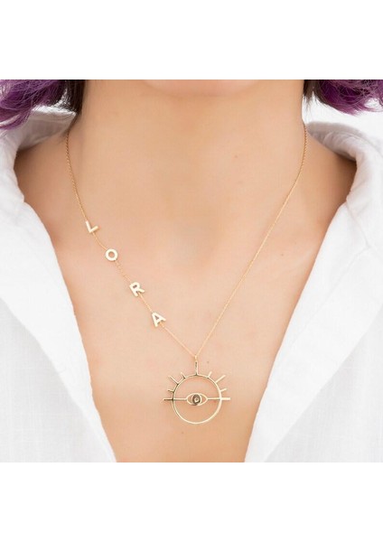 925 Ayar Gümüş Isim Tasarım Göz Kolye