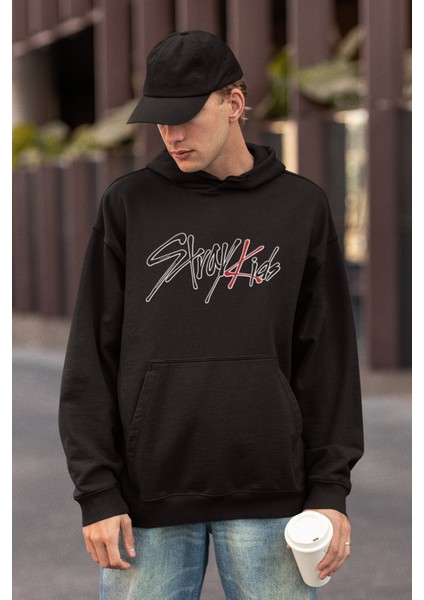 Stray Kids Baskılı Kapüşonlu Sweatshirt, Unisex Oversize Stray Kids Yazılı Hoodie