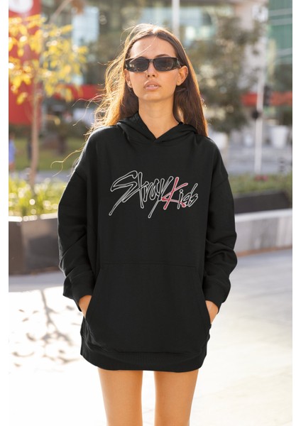 Stray Kids Baskılı Kapüşonlu Sweatshirt, Unisex Oversize Stray Kids Yazılı Hoodie modelleri