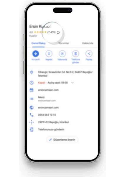 Temassız Nfc Google Yorum ve Puanlama Kartı