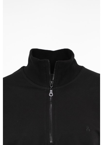 Erkek Mevsimlik Yarım Fermuarlı Dik Yaka Uzun Kollu Armalı Rahat Likralı Pamuklu İki Iplik Sweatshirt modelleri