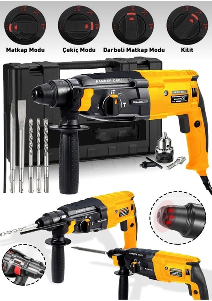 4200W Çelik Şanzuman Bakir Sargılı 2-28 Kırıcı Delici Hilti Matkap 5 Adet Uç GRM-KIRICI12