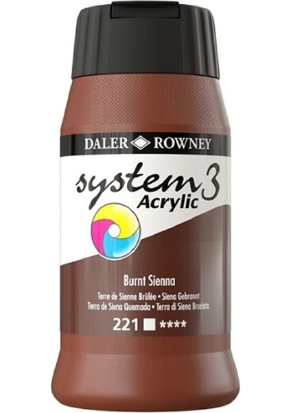 System 3 Akrilik Boya 500ML 221 Burnt Sienna