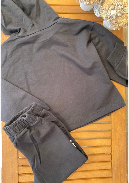 Babyaden Siyah Şardonsuz 2 Iplik Dokuma Kız Çocuk Eşofman Takımı modelleri