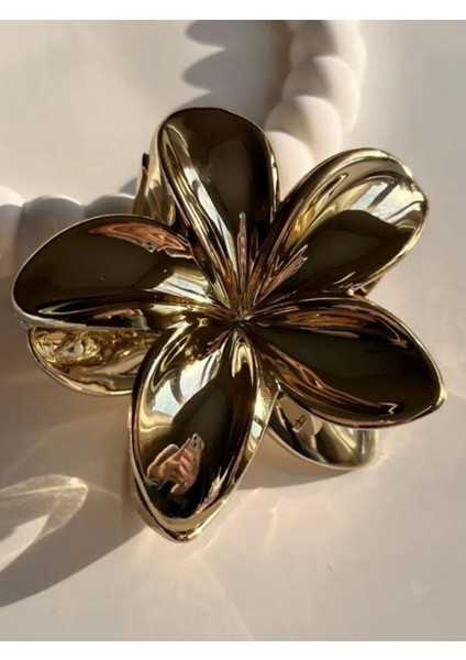 Gold Renk Lotus Çiçek Parlak Akrilik Kadın Mandal Toka modelleri